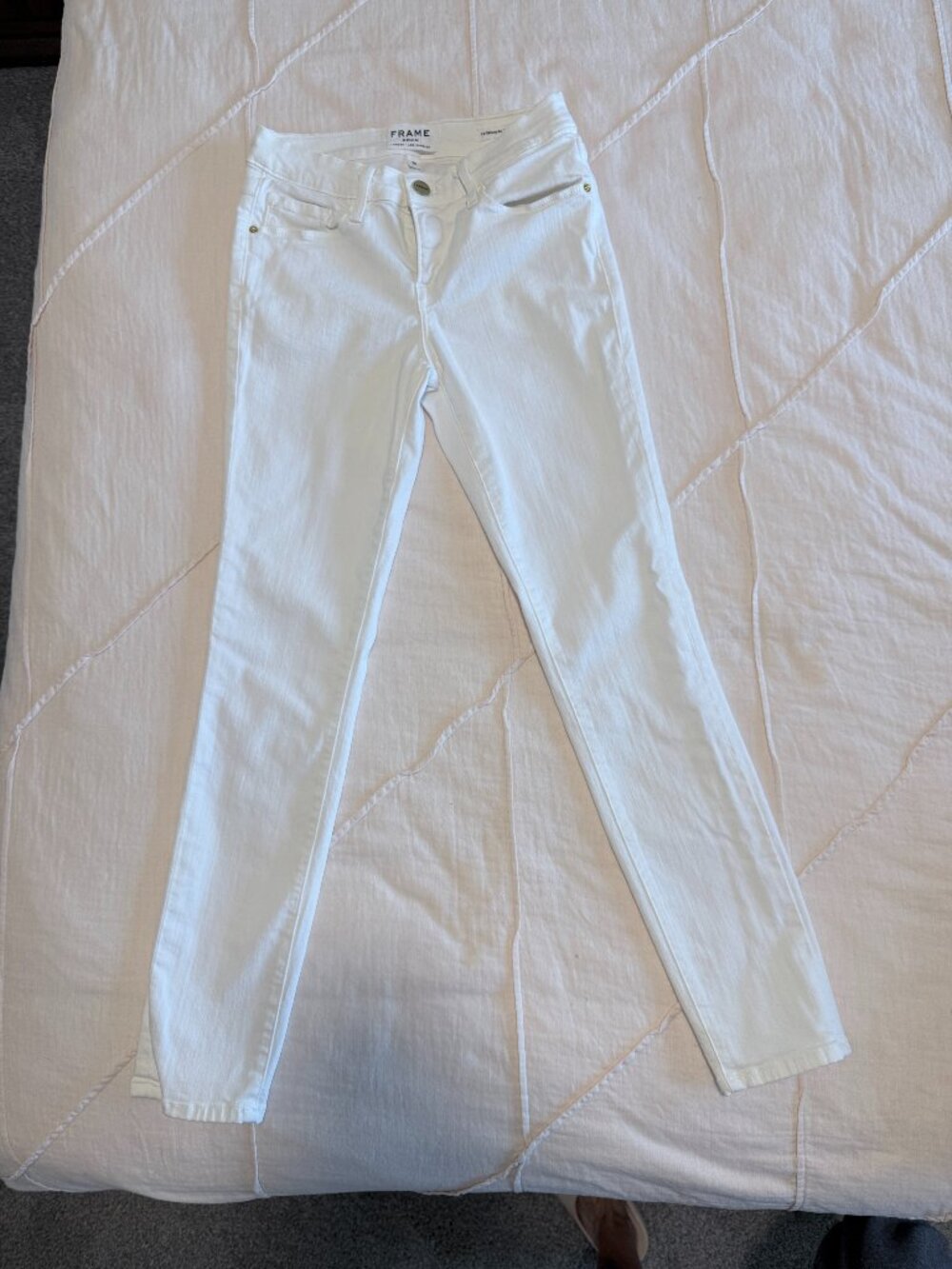 Frame Denim Women's White Le Skinny de Jeanne Crop Size 26